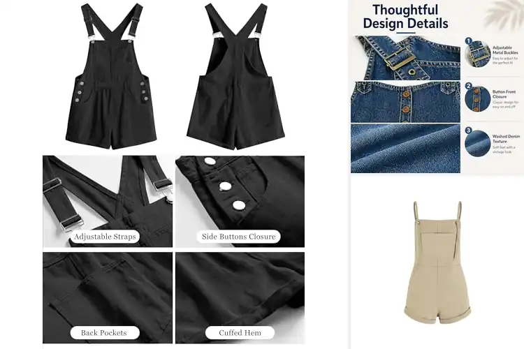 Detailed view of Best Adjustable Fit Denim Overall Shorts